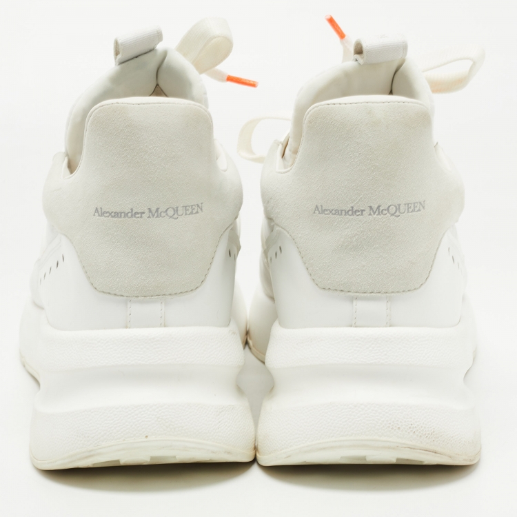 Pre Owned Alexander McQueen White Leather and Suede Oversized Sneakers Size 45