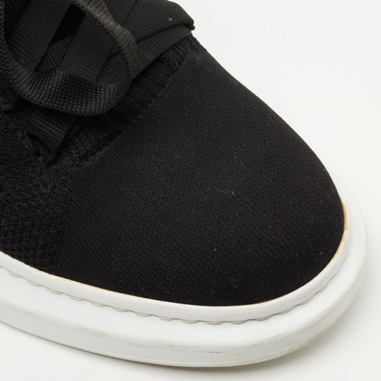 Pre Owned Alexander McQueen Black Knit Fabric Oversized Low Top Sneakers Size 44