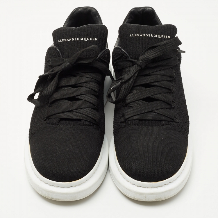 Pre Owned Alexander McQueen Black Knit Fabric Oversized Low Top Sneakers Size 44