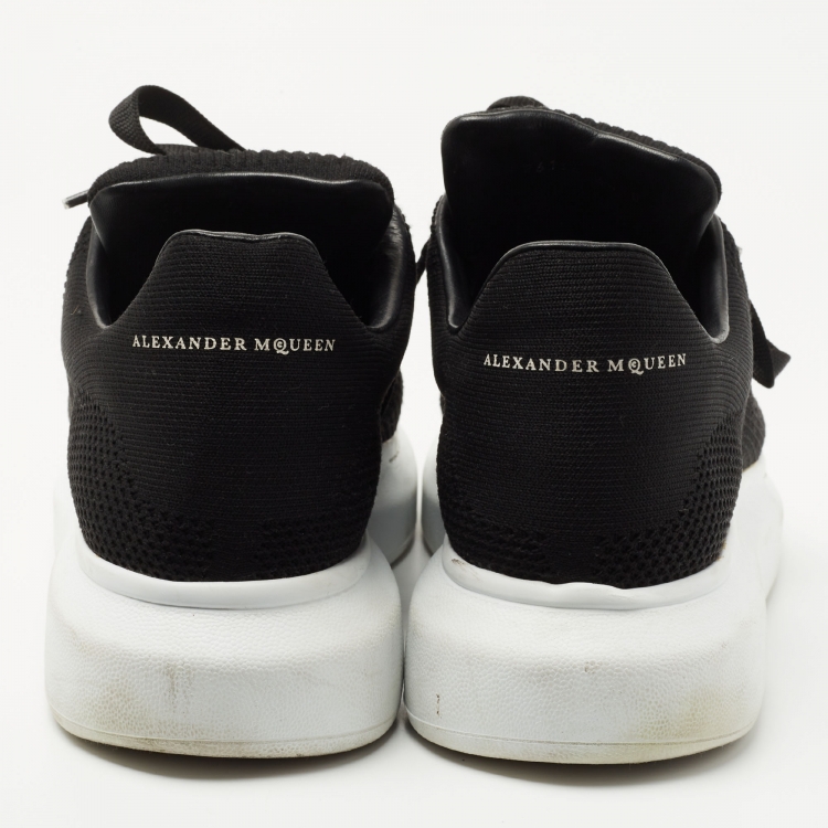 Pre Owned Alexander McQueen Black Knit Fabric Oversized Low Top Sneakers Size 44