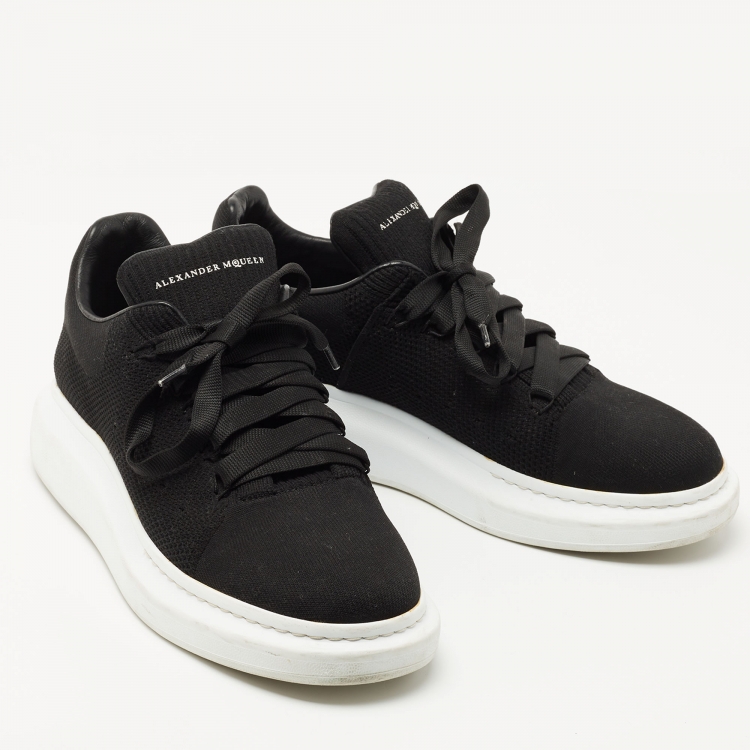 Pre Owned Alexander McQueen Black Knit Fabric Oversized Low Top Sneakers Size 44