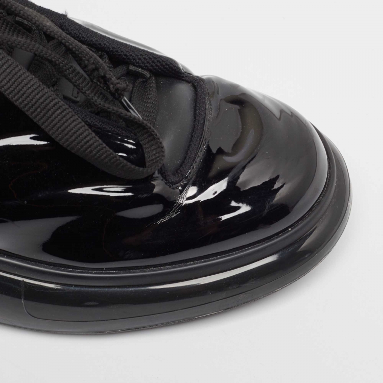Pre Owned Alexander McQueen Black Patent and Leather Oversized Sneakers Size 43
