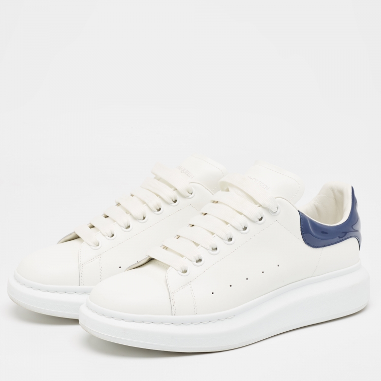 Pre Owned Alexander McQueen White/Blue Leather Oversized Sneakers Size 43