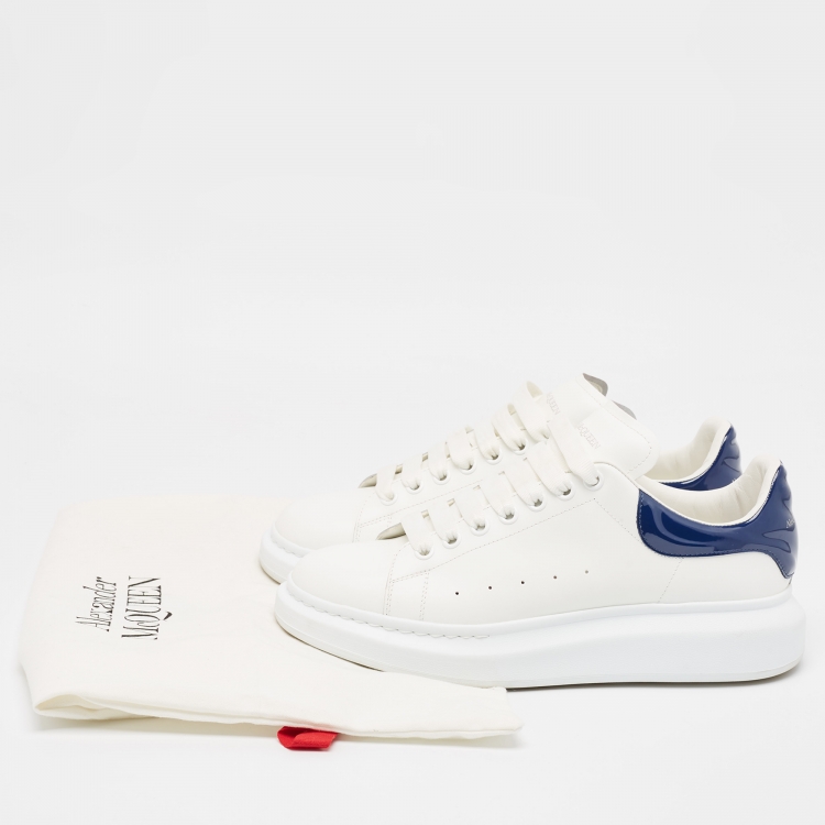 Pre Owned Alexander McQueen White/Blue Leather Oversized Sneakers Size 43