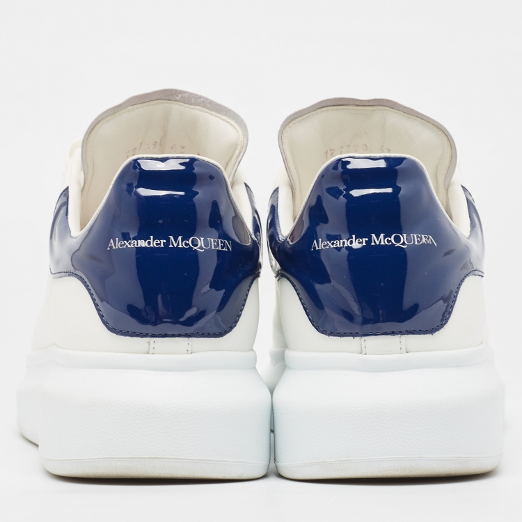 Pre Owned Alexander McQueen White/Blue Leather Oversized Sneakers Size 43