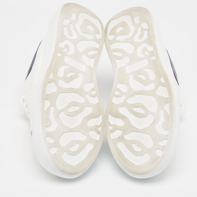 Pre Owned Alexander McQueen White/Blue Leather Oversized Sneakers Size 43