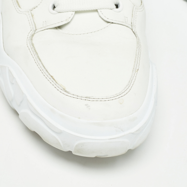 Pre Owned Alexander McQueen White/Grey Suede and Leather Oversized Low Top Sneakers Size 45