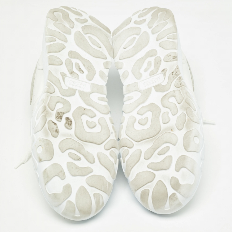 Pre Owned Alexander McQueen White/Grey Suede and Leather Oversized Low Top Sneakers Size 45