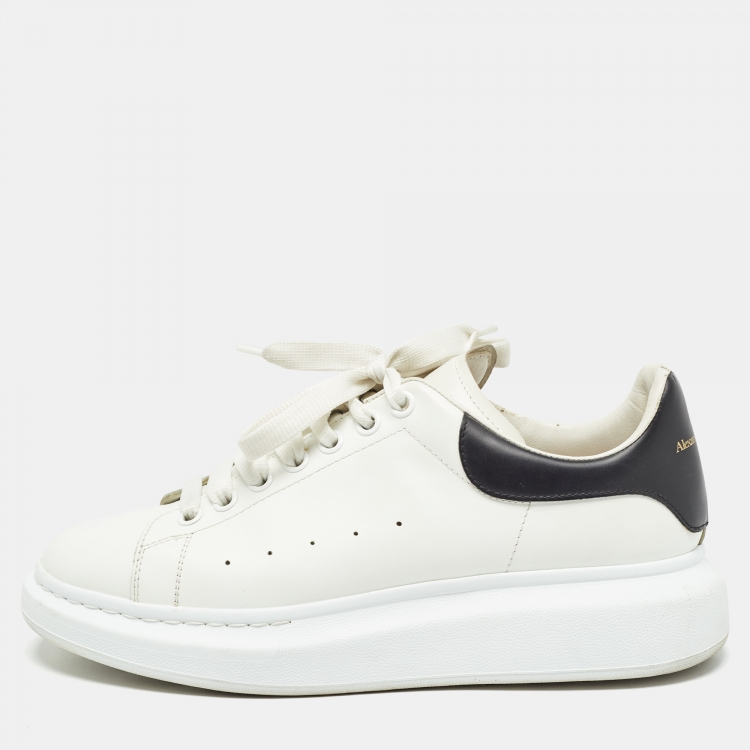 Pre Owned Alexander McQueen White Leather Larry Sneakers Size 42.5