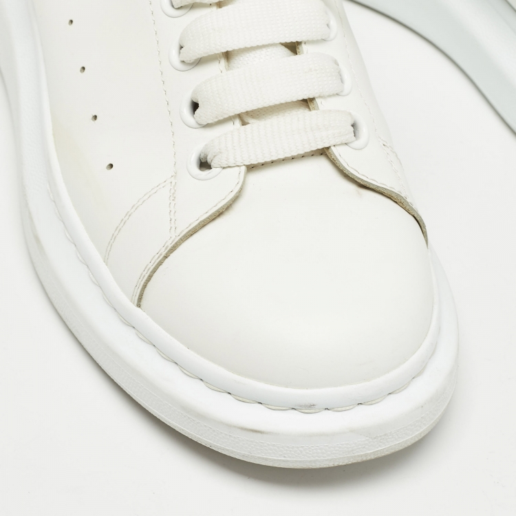 Pre Owned Alexander McQueen White Leather Larry Sneakers Size 42.5