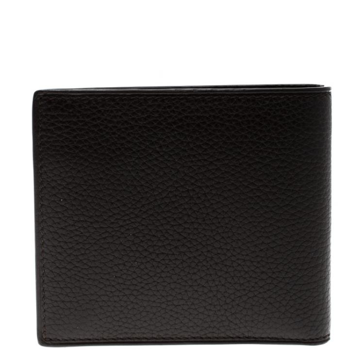 Pre Owned Alfred Dunhill Dark Brown Leather Bifold Wallet 