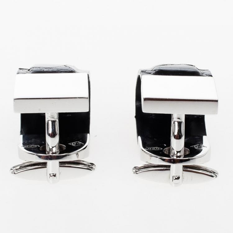 Pre Owned Alfred Dunhill Silver & Leather Cufflinks