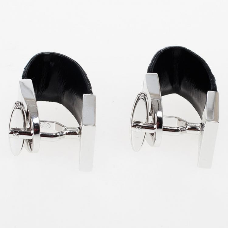 Pre Owned Alfred Dunhill Silver & Leather Cufflinks