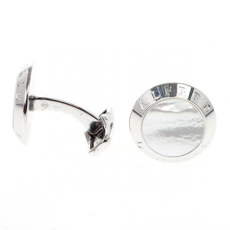 مملوكة مسبقًا Alfred Dunhill Mother Of Pearl Silver Cufflinks