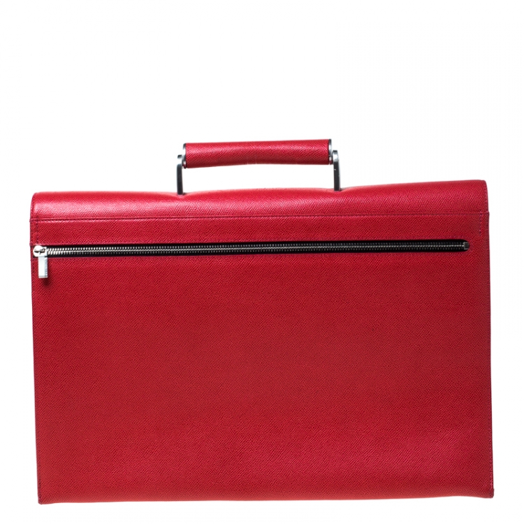 Pre Owned Porsche Red Leather French Classic Briefcase
