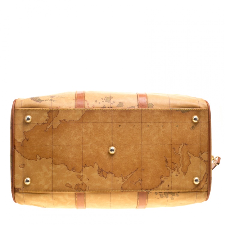 Pre Owned Alviero Martini 1A Classe Geo Coated Canvas Weekender Bag