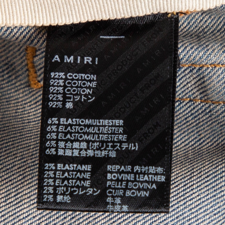 Pre Owned Amiri Blue Washed & Distressed Slim Fit Jeans S Waist 30"