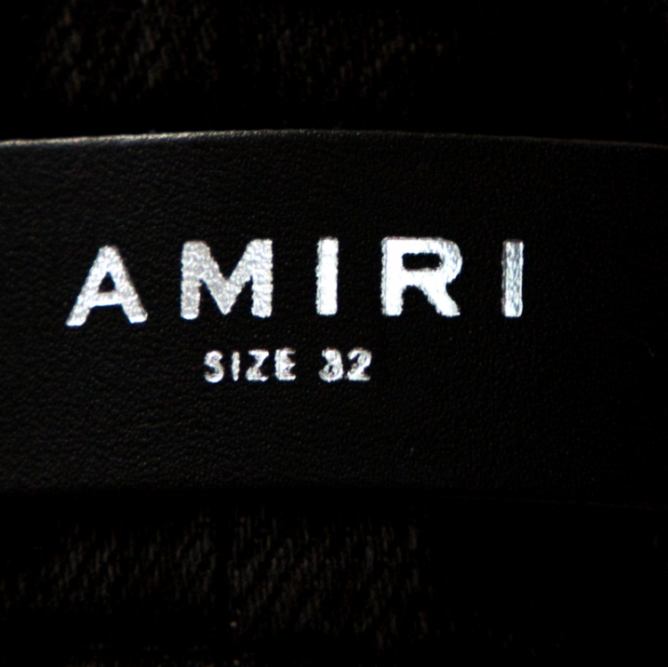 Pre Owned Amiri Black & Neon Pink Acid Wash Denim Broken Track Jeans M