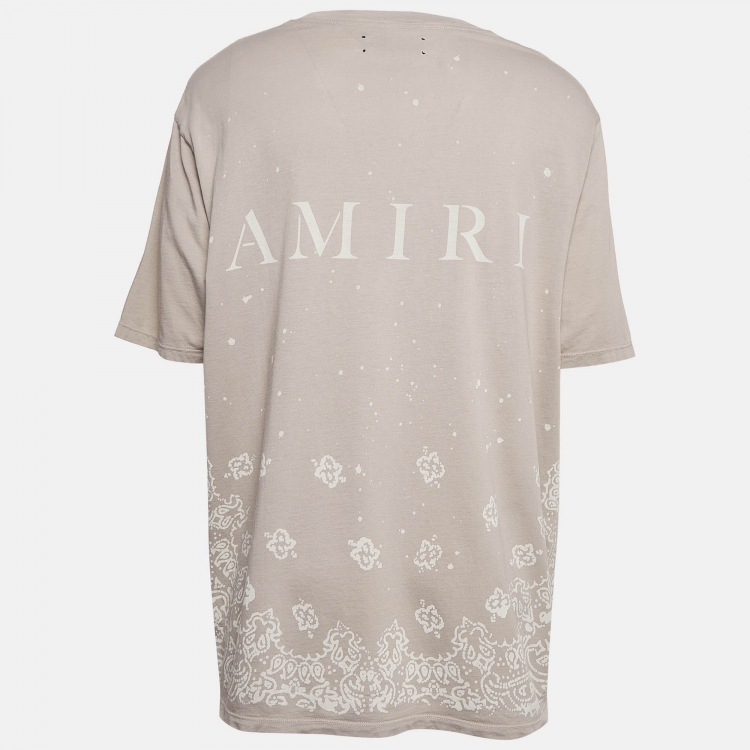 Pre Owned Amiri Grey Bandana Bleach Print Cotton Jersey T-Shirt XXL
