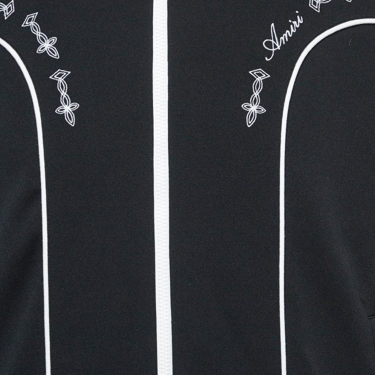 Pre Owned Amiri Black Embroidered Jersey Contrast Trim Zip-Up Jacket L