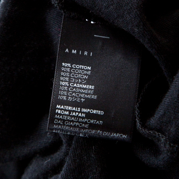 Pre Owned Amiri Black Cotton Blend Distressed Long Sleeve T- Shirt S