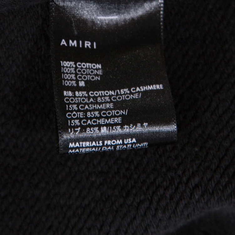 Pre Owned Amiri Black Knit Distressed Zip Front Shotgun Hoodie M