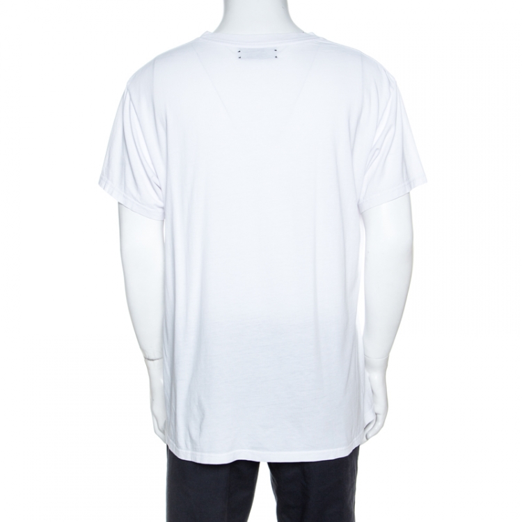 Pre Owned Amiri White Cracked Logo Printed Cotton Crew Neck T-Shirt M