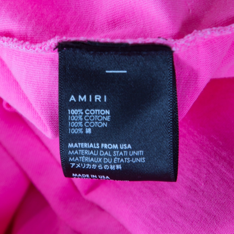 Pre Owned Amiri Neon Pink Five Star Printed Cotton Crew Neck T-Shirt M