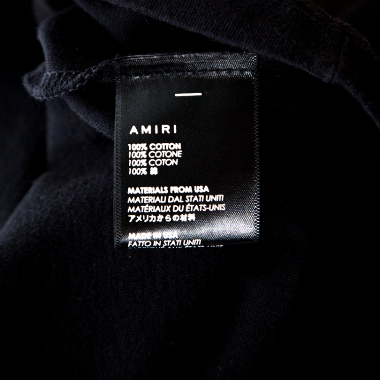 Pre Owned Amiri Black Slogan Printed Cotton Crew Neck T-Shirt M