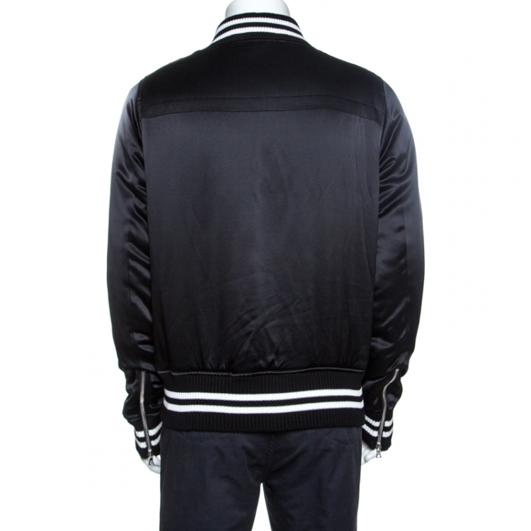 Pre Owned Amiri Black Silk Varsity Baseball Jacket L