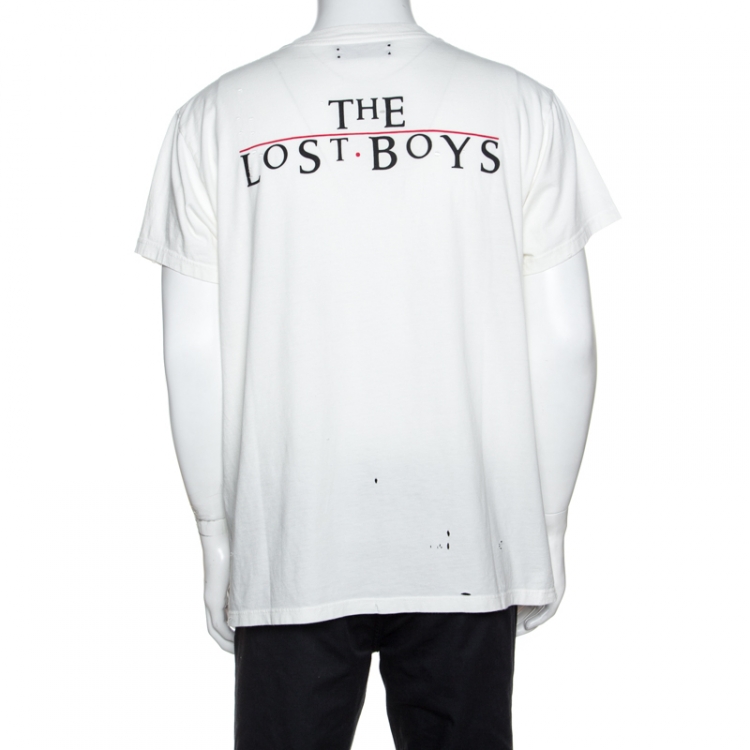Pre Owned Amiri Off White Lost Boys Print Cotton Distressed Shotgun T-Shirt M