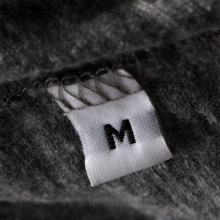 Pre Owned Amiri Grey Logo Print Distressed Cotton T-Shirt M