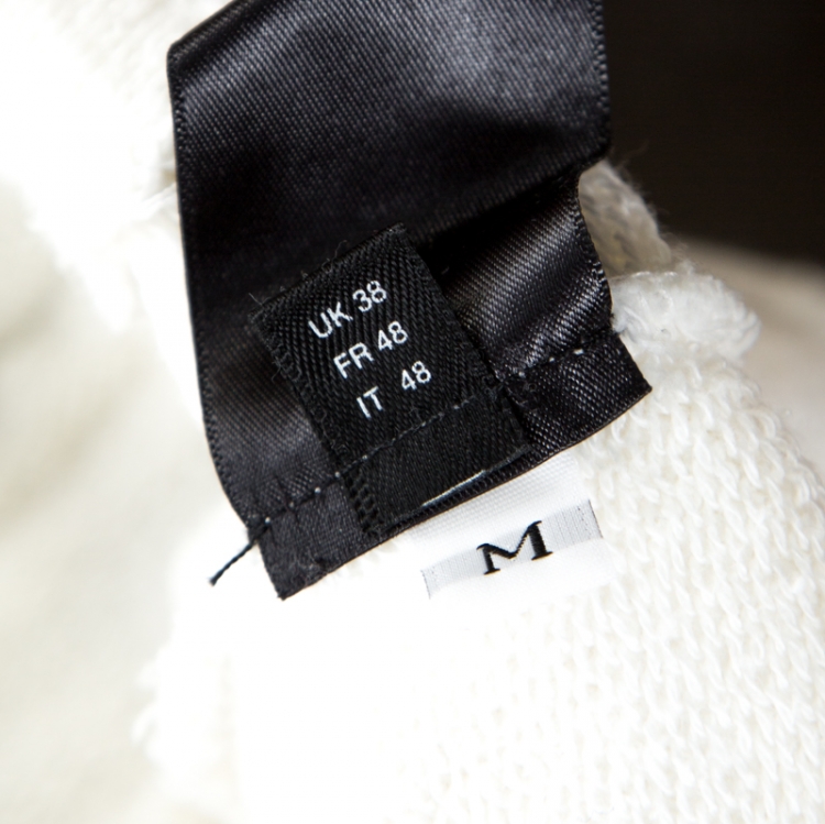 مملوكة مسبقًا Amiri Off White Distressed Knit Shotgun Hooded Sweatshirt M