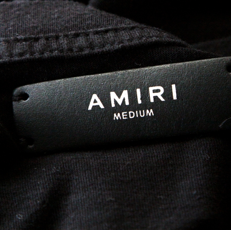 Pre Owned Amiri Black Distressed Cotton Shotgun T-Shirt M