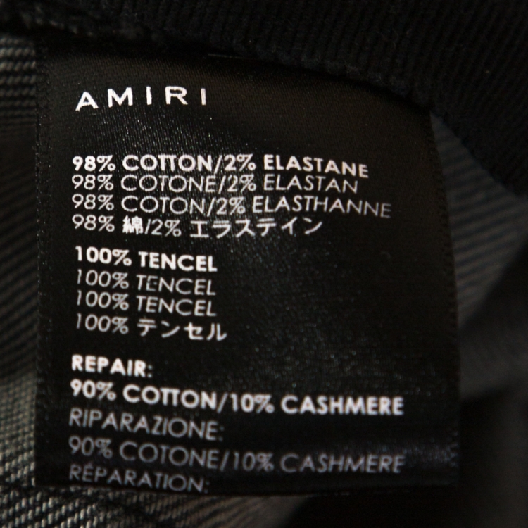 Pre Owned Amiri Grey Washed & Distressed Denim Fitted Jeans M