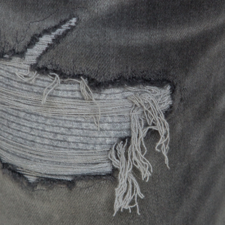 Pre Owned Amiri Grey Washed & Distressed Denim Fitted Jeans M