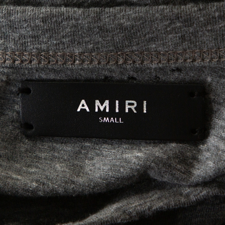 Pre Owned Amiri Grey Cotton Teddy Repair Crew Neck T Shirt S