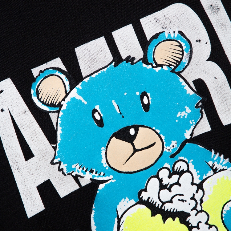 Pre Owned Amiri Black Distressed Knit Teddy Repair Crew Neck Sweatshirt S