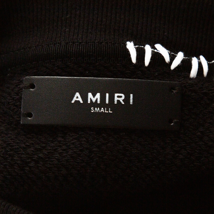 Pre Owned Amiri Black Distressed Knit Teddy Repair Crew Neck Sweatshirt S