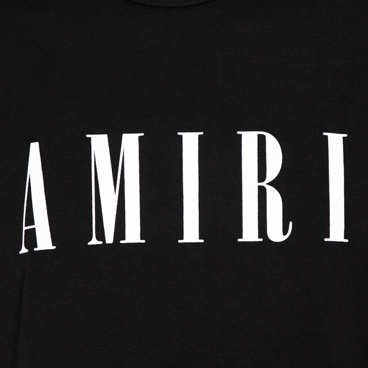 Pre Owned Amiri Black Logo Print Cotton Crew Neck T-Shirt S