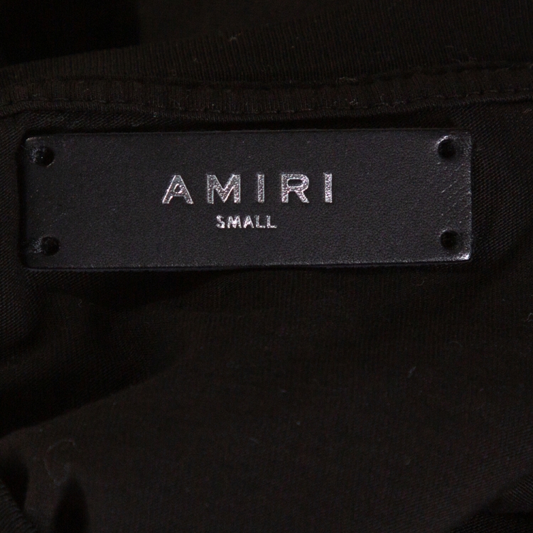 Pre Owned Amiri Black Logo Print Cotton Crew Neck T-Shirt S