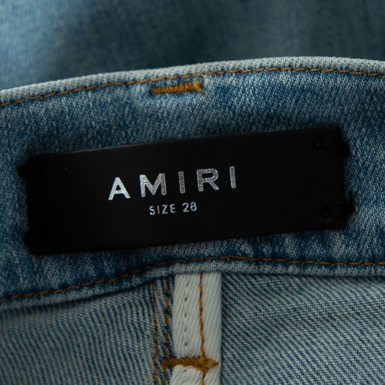 Pre Owned Amiri Indigo Light Wash Denim Broken Painter Skinny Jeans XS