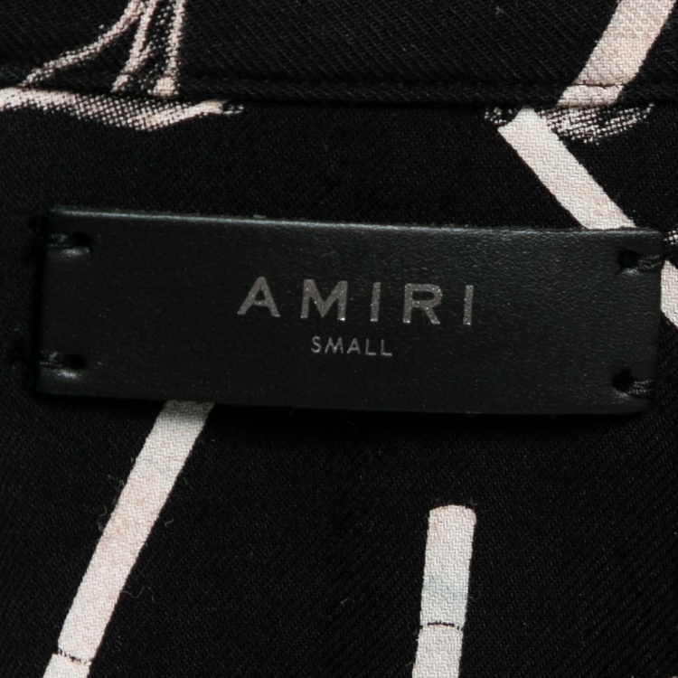 Pre Owned Amiri Black Cigarette Print Cotton Short Sleeve Shirt S