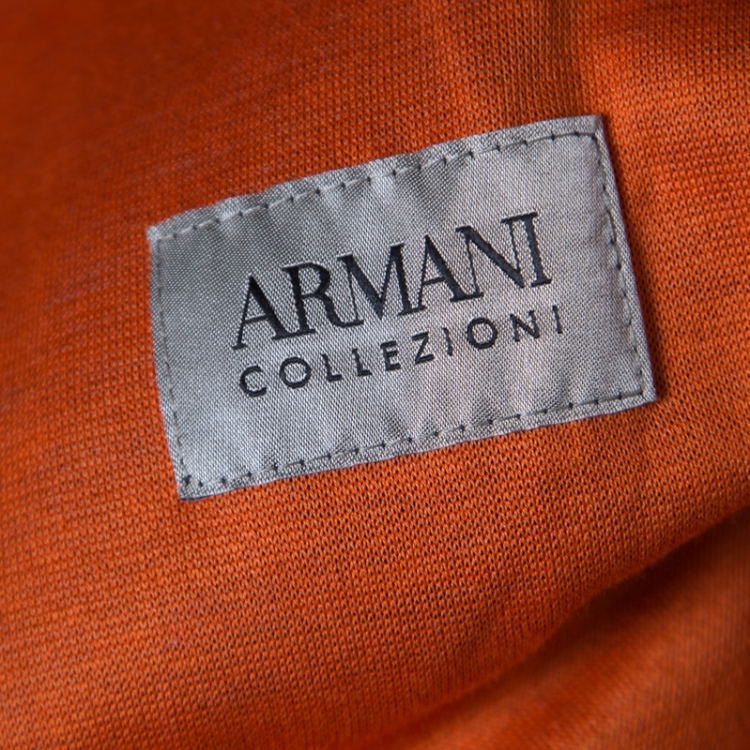 Pre Owned Armani Collezioni Navy Blue Jacquard Jersey Mandarin Collar Guru Jacket XXL