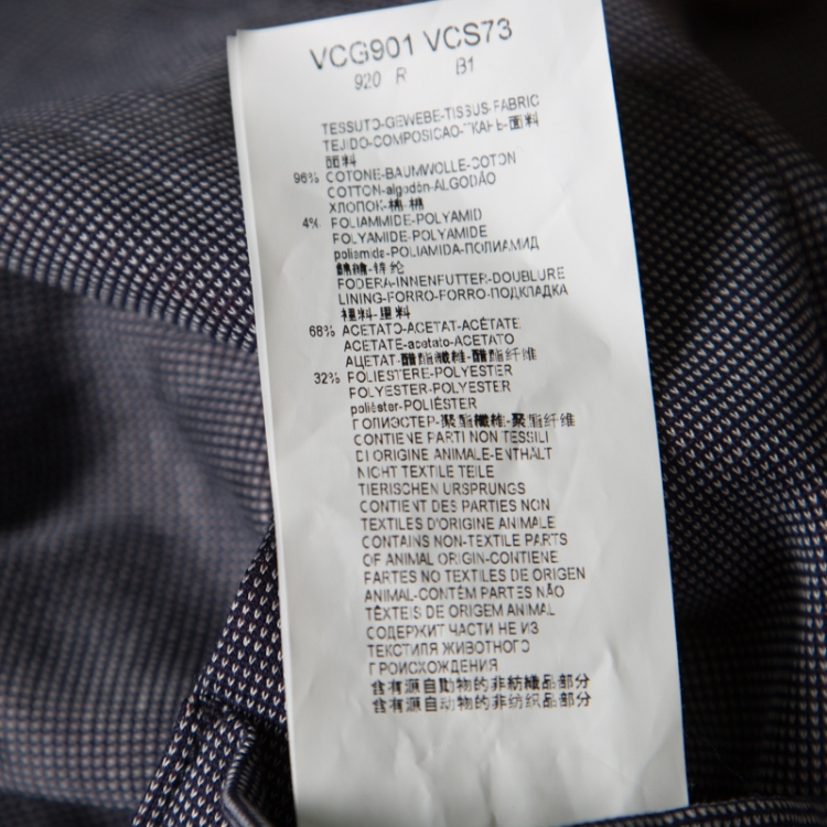 Pre Owned Armani Collezioni Navy Blue Jacquard Jersey Mandarin Collar Guru Jacket XXL