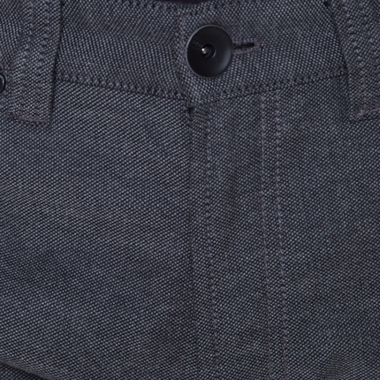 Pre Owned Armani Collezioni Textured Grey Medium Rise Straight and Tight Leg J15 Trousers S