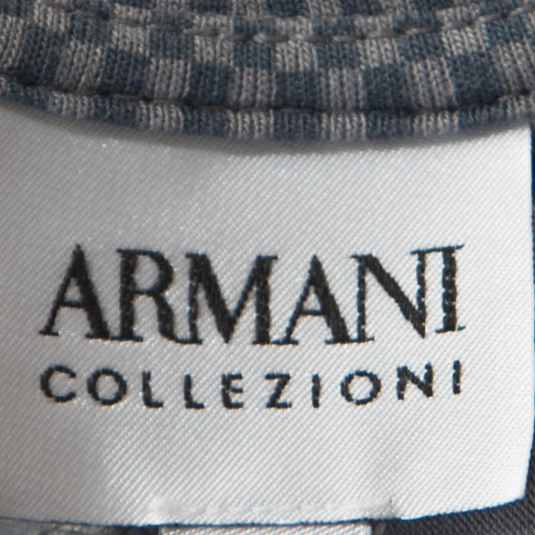 Pre Owned Armani Collezioni Grey Geometric Print Long Sleeve T-Shirt 3XL