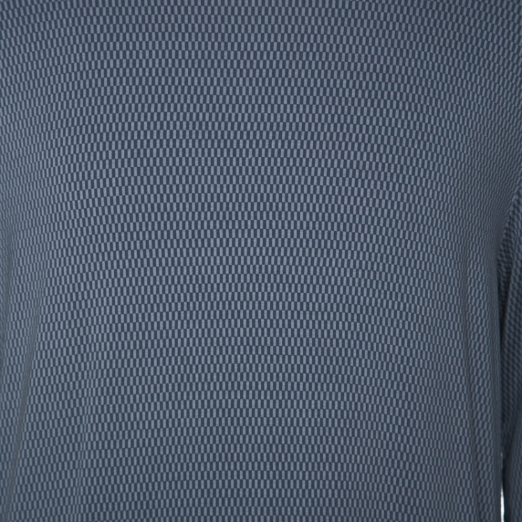 Pre Owned Armani Collezioni Grey Geometric Print Long Sleeve T-Shirt 3XL