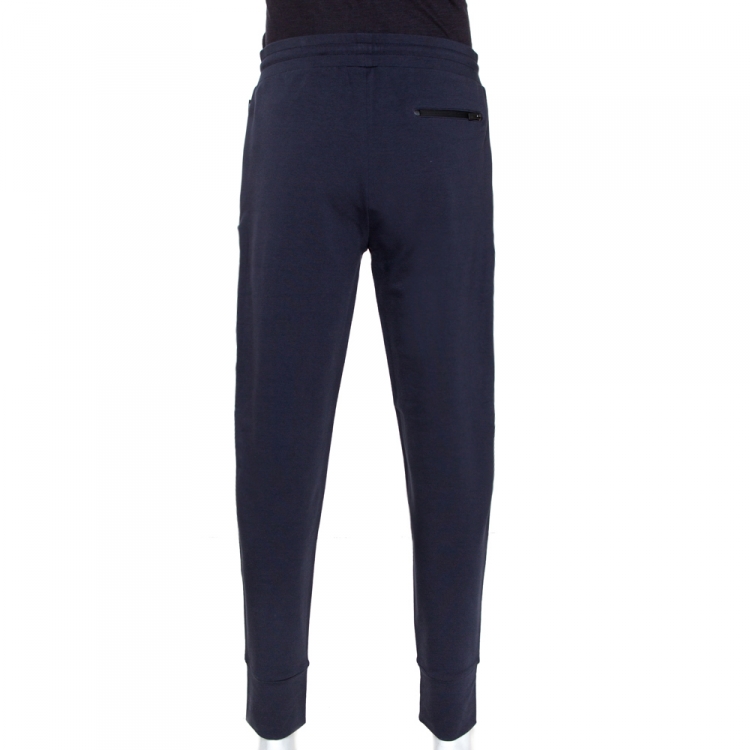 Pre Owned Armani Collezioni Navy Blue Stretch Cotton Jogger Pants XL
