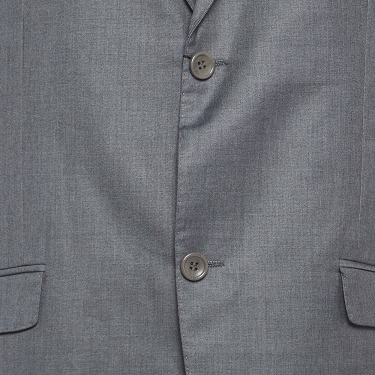 Pre Owned Armani Collezioni Grey Wool Gabardine Single Breasted Suit XXL